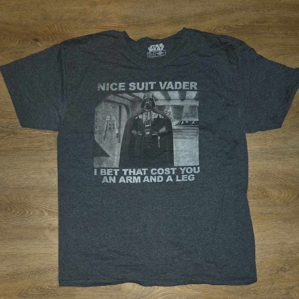 Star Wars Charcoal Gray Short Sleeve Tee with Vader Graphic
